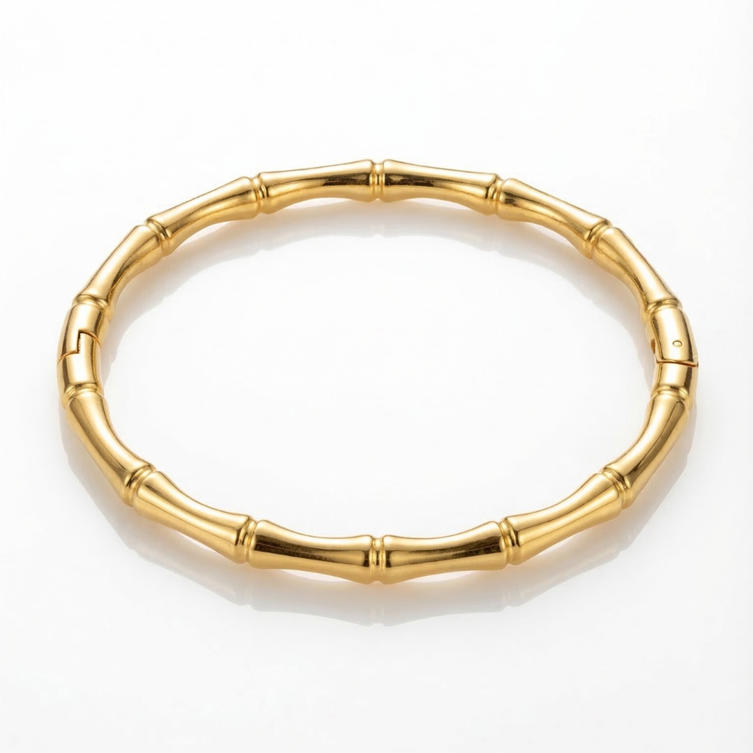 gold-plated bamboo style cuff bracelet | Tvayi