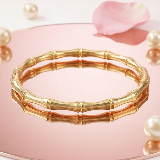gold-plated bamboo style cuff bracelet | Tvayi