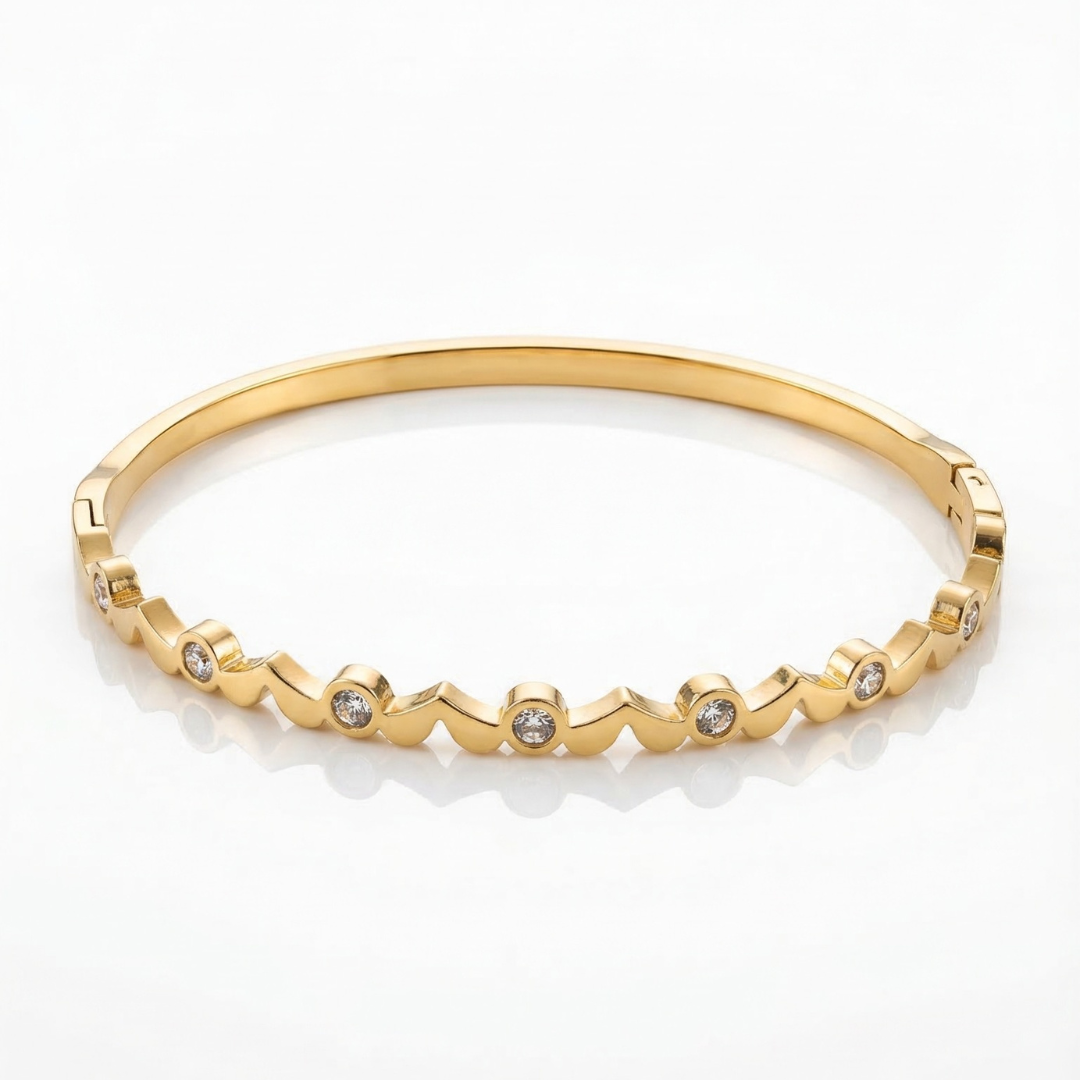 gold-plated bangle bracelet studded | Tvayi