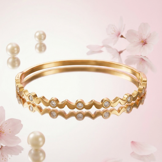 gold-plated bangle bracelet studded | Tvayi