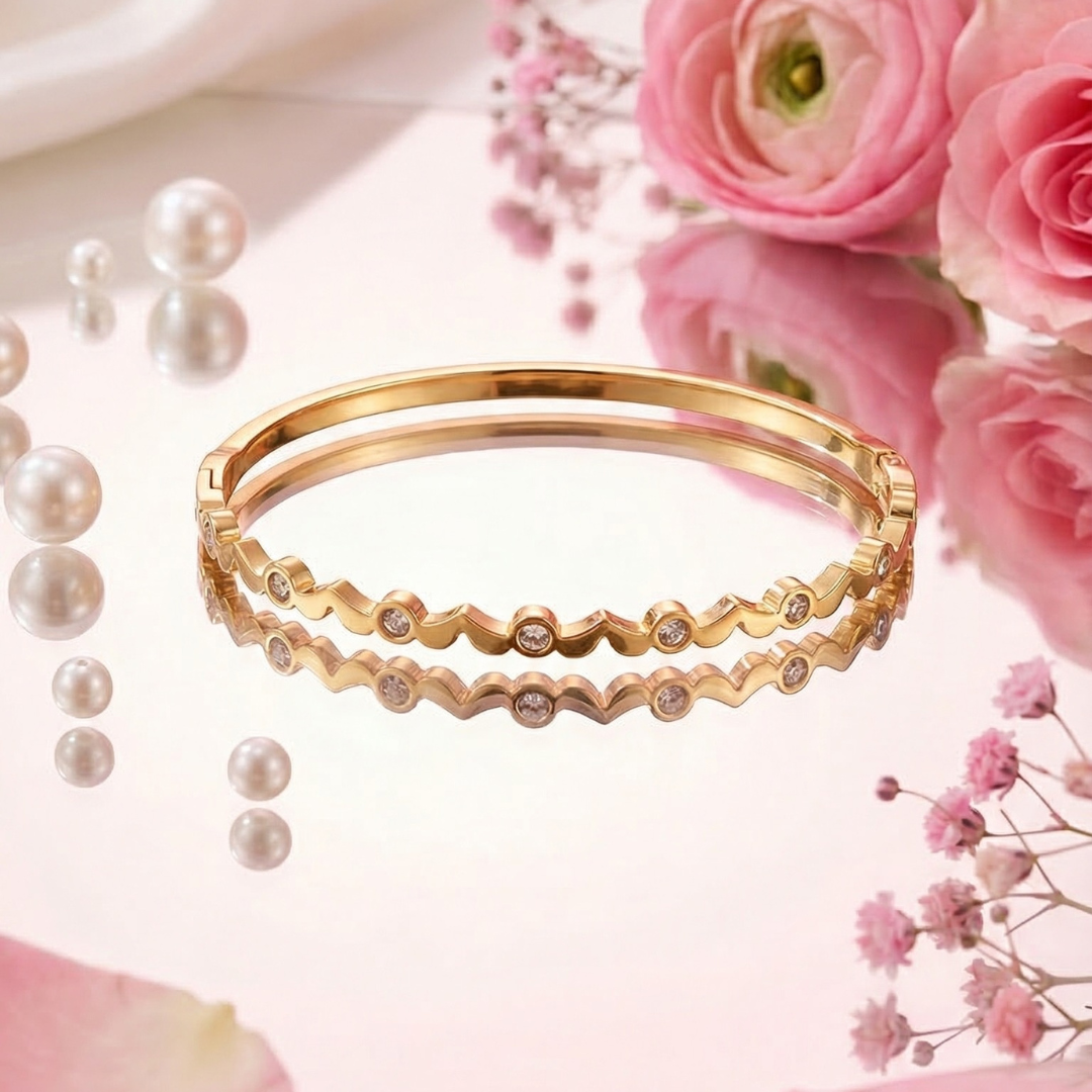 gold-plated bangle bracelet studded | Tvayi