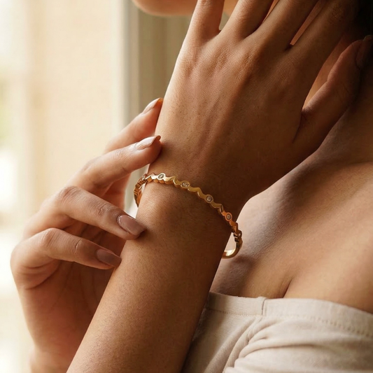 gold-plated bangle bracelet studded | Tvayi
