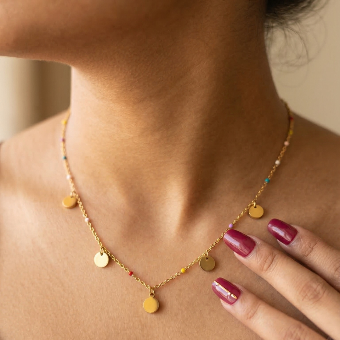 Charms Necklace with Multicolours Beads | Tvayi