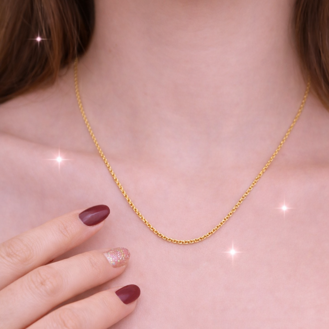 18K Gold Plated Minimal Chain Necklace for Women | Demi-Fine Premium Jewellery | Tvayi