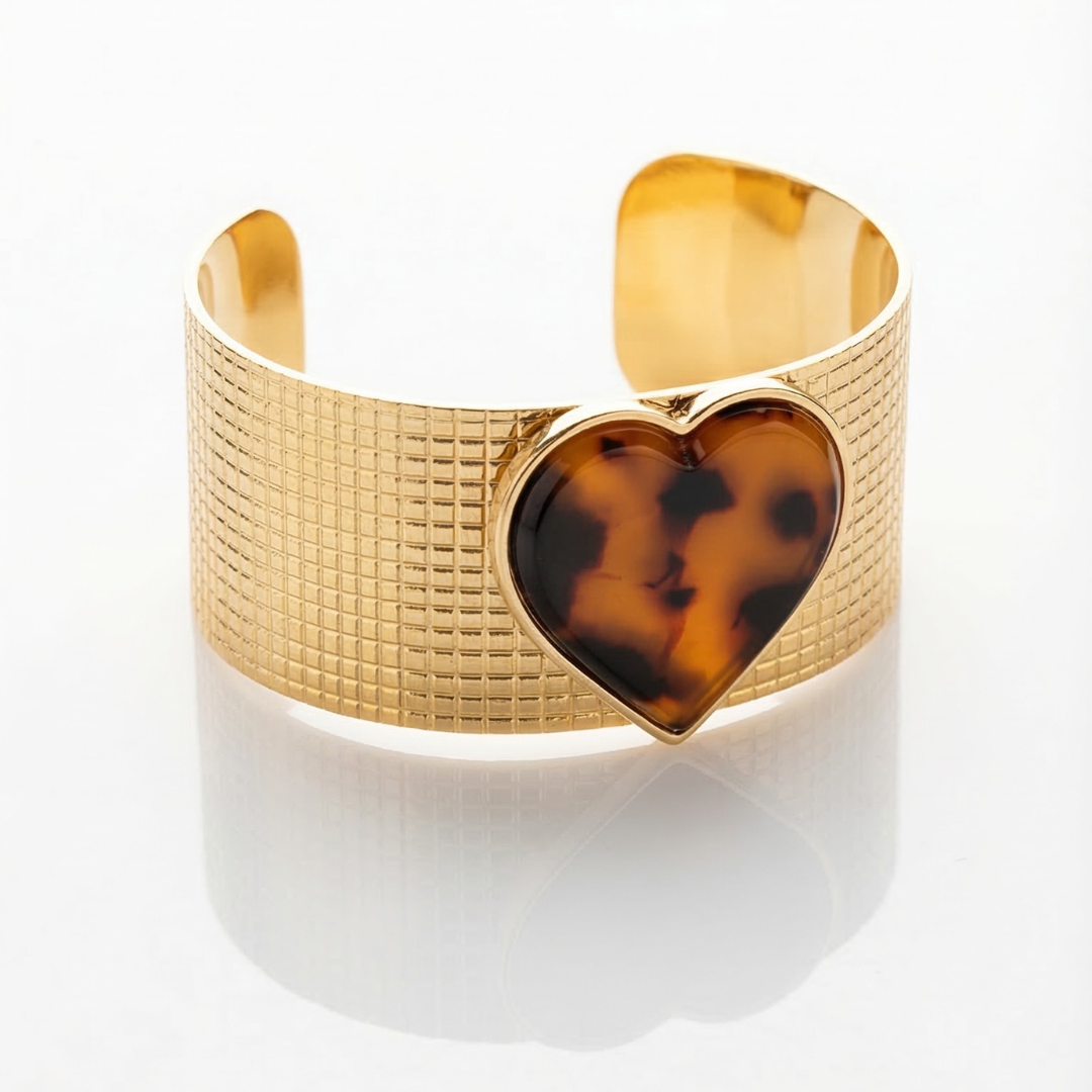 18K Gold Plated Heart Cuff Bracelet | Premium Jewellery | Tvayi