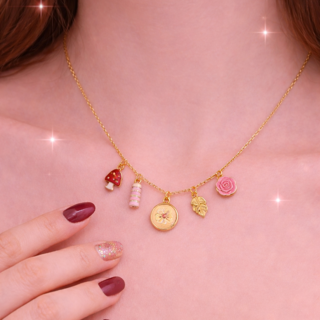 Candy Garden Charms – Gold Plated Necklace for Women | Demi-Fine Jewellery | Premium Charms Necklace | Tvayi
