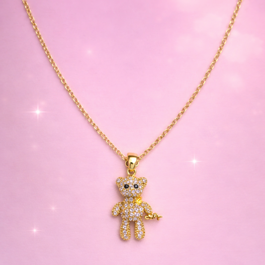 Sugar Teddy Bear Spark – 18K Gold Plated Teddy Pendant Necklace for Women | Demi-Fine Premium Jewellery | Gift for Her | Tvayi