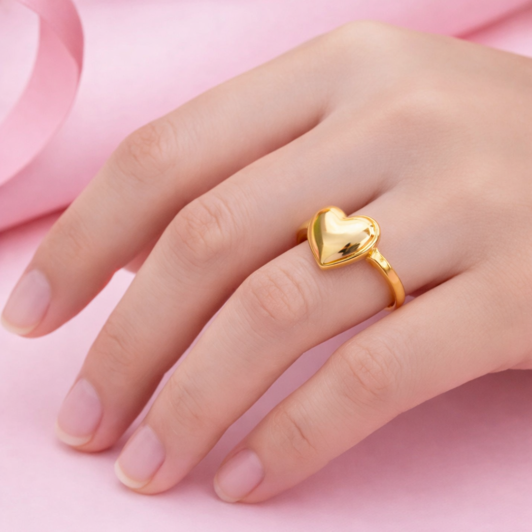 Amora Glow Heart Ring – Gold Plated Love Ring for Women | Demi-Fine Jewellery | Tvayi