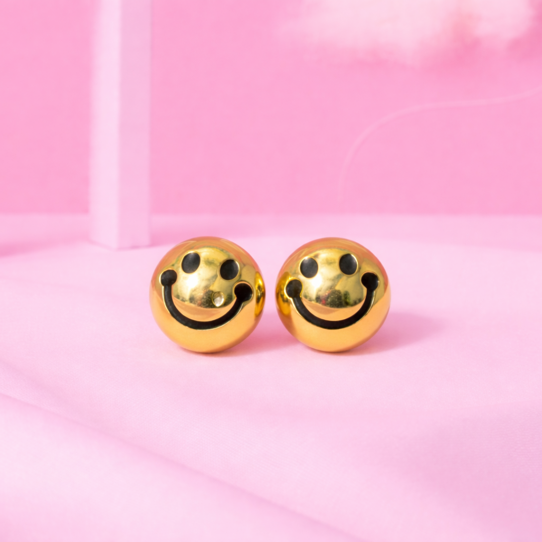 18K Gold Plated Smiley Face Earrings – Demi-Fine Premium Jewellery Gift for Her | Earrings for Women | Tvayi