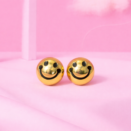 18K Gold Plated Smiley Face Earrings – Demi-Fine Premium Jewellery Gift for Her | Earrings for Women | Tvayi
