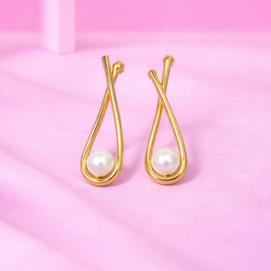 18K Gold Plated Pearl Drop Earrings for Women | Demi-Fine Premium Jewellery | Elegant Gift for Her | Tvayi
