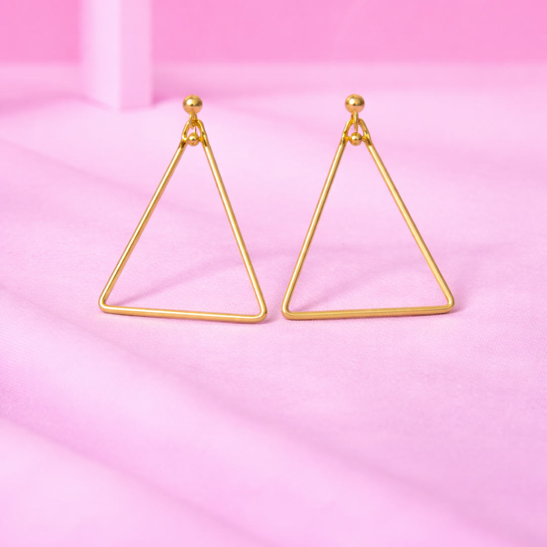 18K Gold Plated Triangle Drop Earrings for Women | Demi-Fine Premium Jewellery | Minimalist Gift for Her | Tvayi