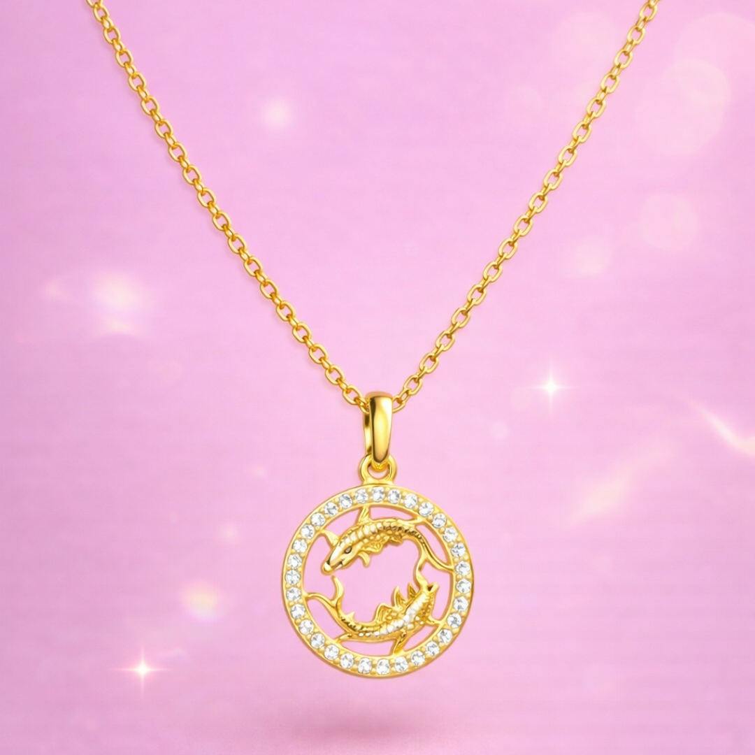 Celestial Pisces Zodiac Necklace – 18K Gold Plated Premium Demi-Fine Jewellery for Her | Tvayi