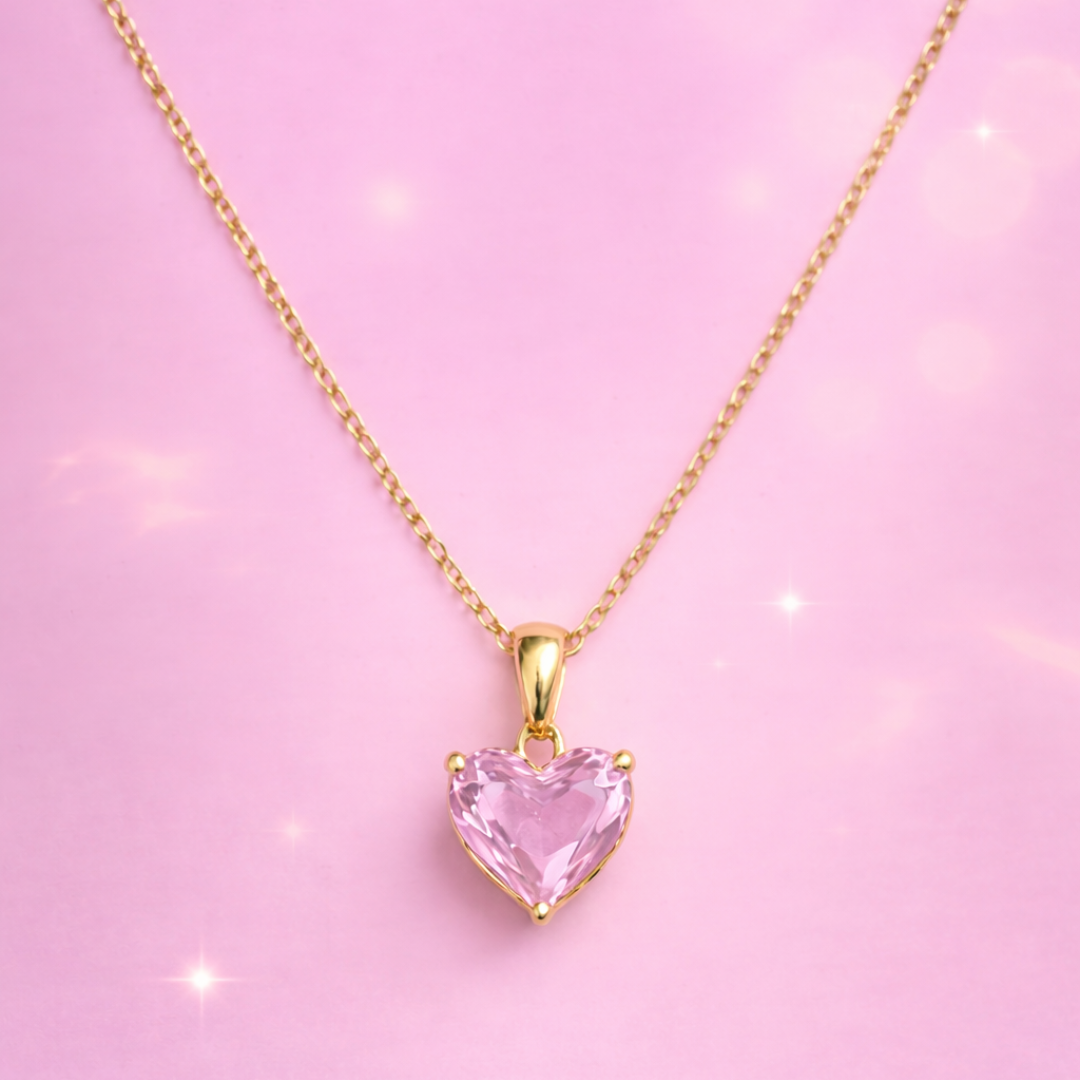 Amoura Blush Heart Necklace – 18K Gold Plated Premium Demi-Fine Jewellery Gift for Her | Tvayi