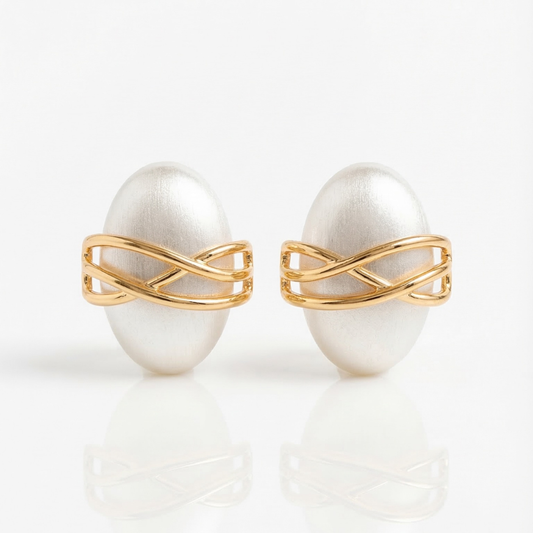 Infinity Pearl Stud Earrings | Tvayi