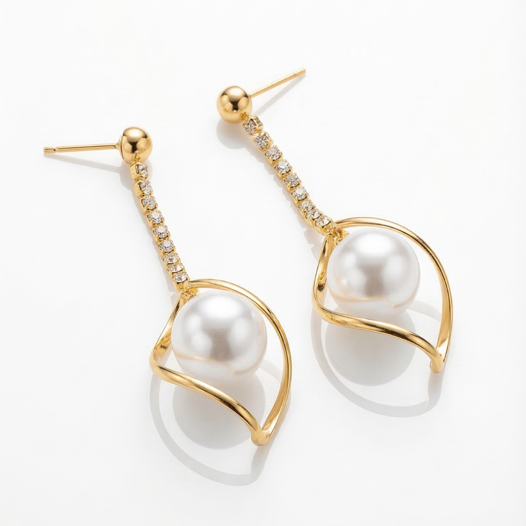 Elegant Pearl Drop Earrings – 18K Gold Plated Demi-Fine Jewellery Gift for Women | Tvayi