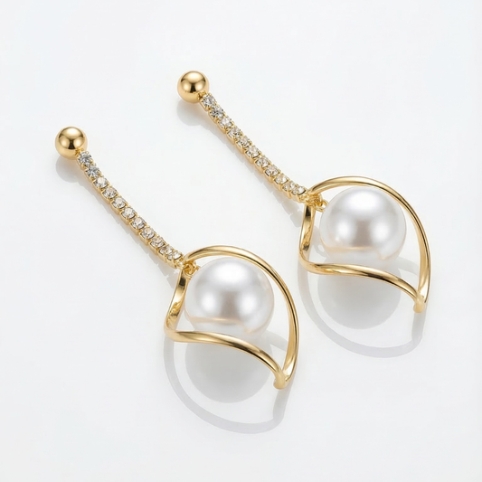 Elegant Pearl Drop Earrings – 18K Gold Plated Demi-Fine Jewellery Gift for Women | Tvayi
