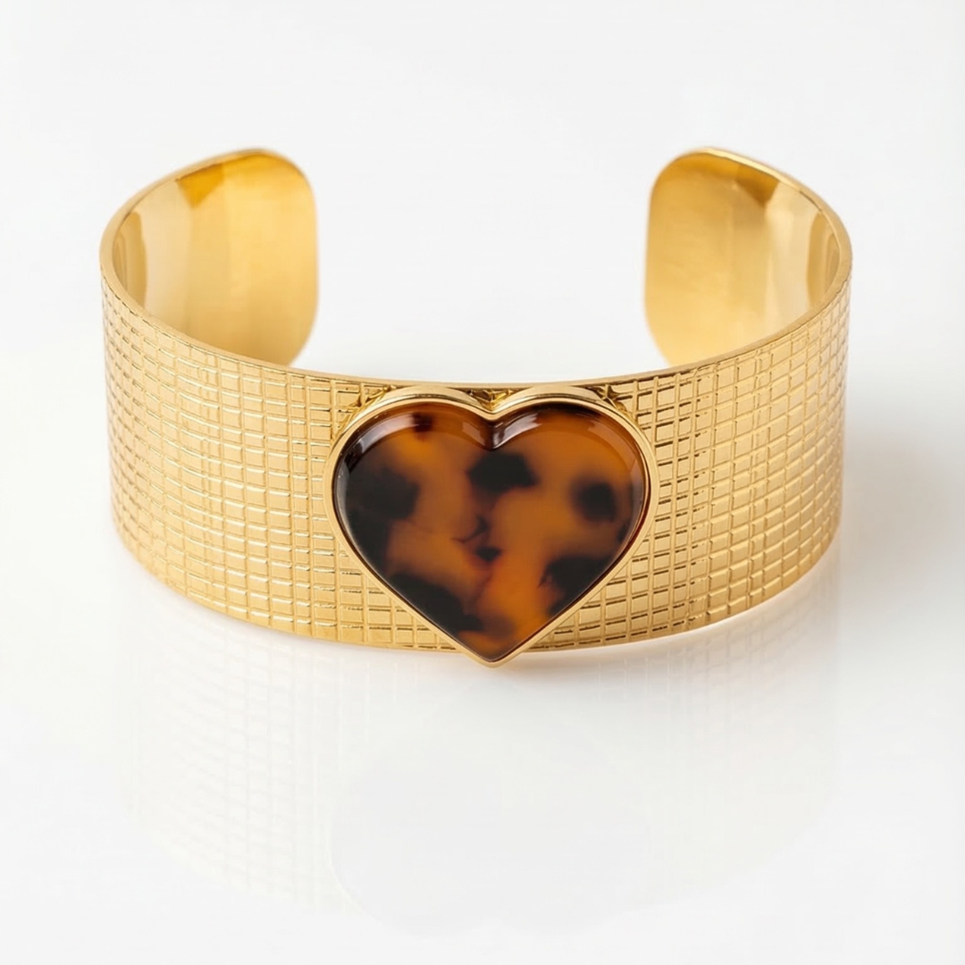 18K Gold Plated Heart Cuff Bracelet | Premium Jewellery | Tvayi
