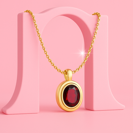 Crimson Glow Pendant Necklace – Gold Vermeil Jewellery | Tvayi Jewellery