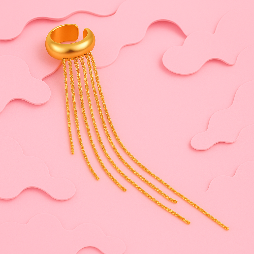 Golden Tassel Ear Cuff | Tvayi Jewellery