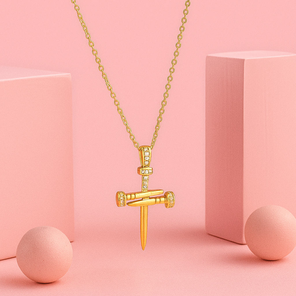 18K Gold Plated Nail Cross Pendant – Demi-Fine Jewellery for Women | Tvayi