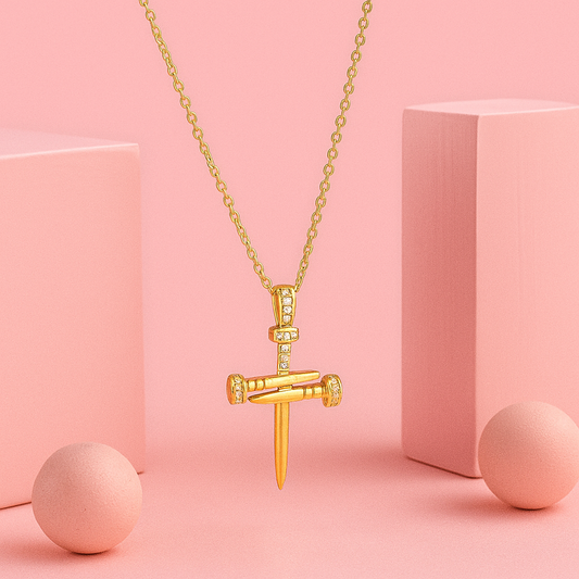 18K Gold Plated Nail Cross Pendant – Demi-Fine Jewellery for Women | Tvayi