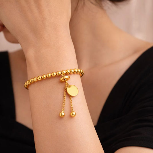 24K Gold-Plated Ball Chain Charm Bracelet – Perfect for Daily Wear | Tvayi | Tvayi Jewellery