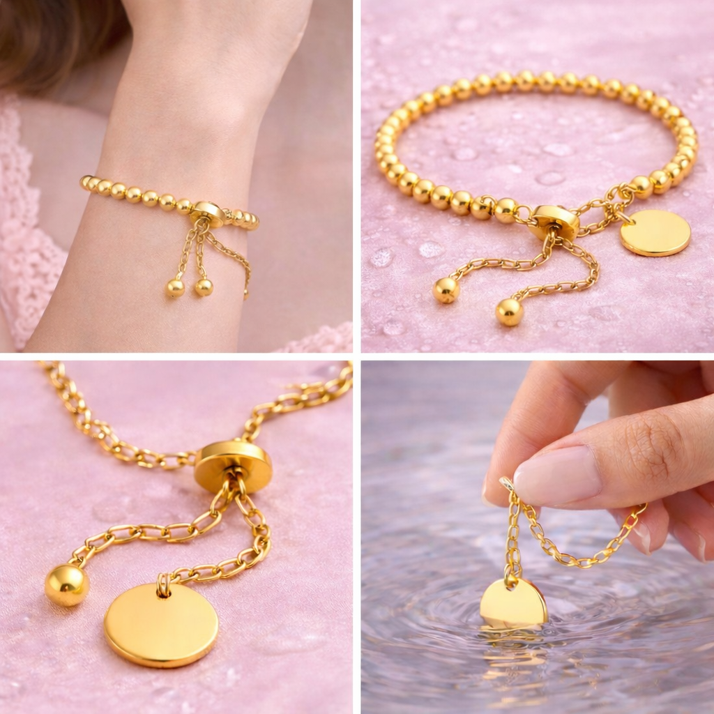 24K Gold-Plated Ball Chain Charm Bracelet – Perfect for Daily Wear | Tvayi | Tvayi Jewellery