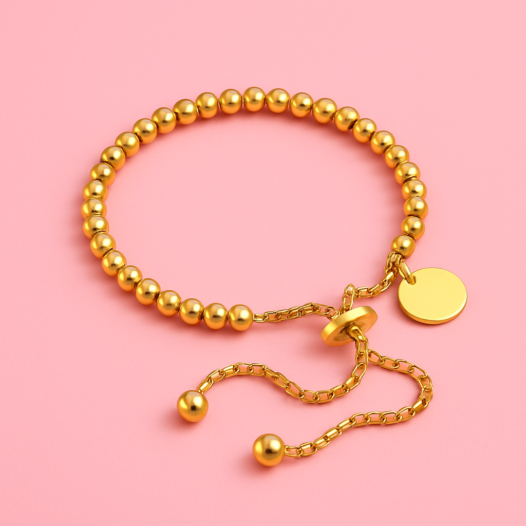24K Gold-Plated Ball Chain Charm Bracelet – Perfect for Daily Wear | Tvayi | Tvayi Jewellery