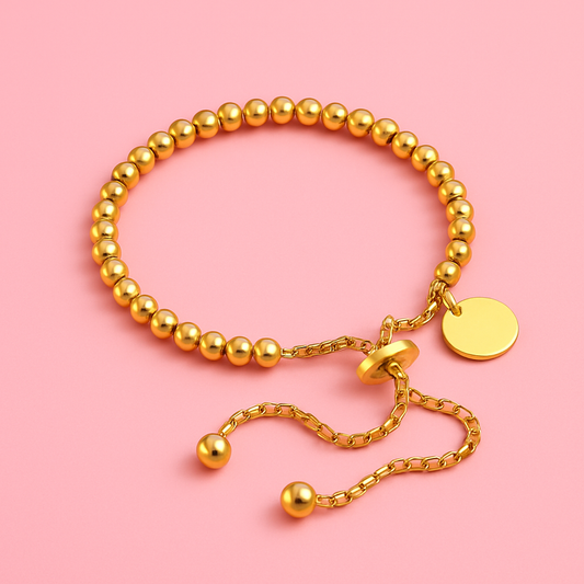 24K Gold-Plated Ball Chain Charm Bracelet – Perfect for Daily Wear | Tvayi | Tvayi Jewellery