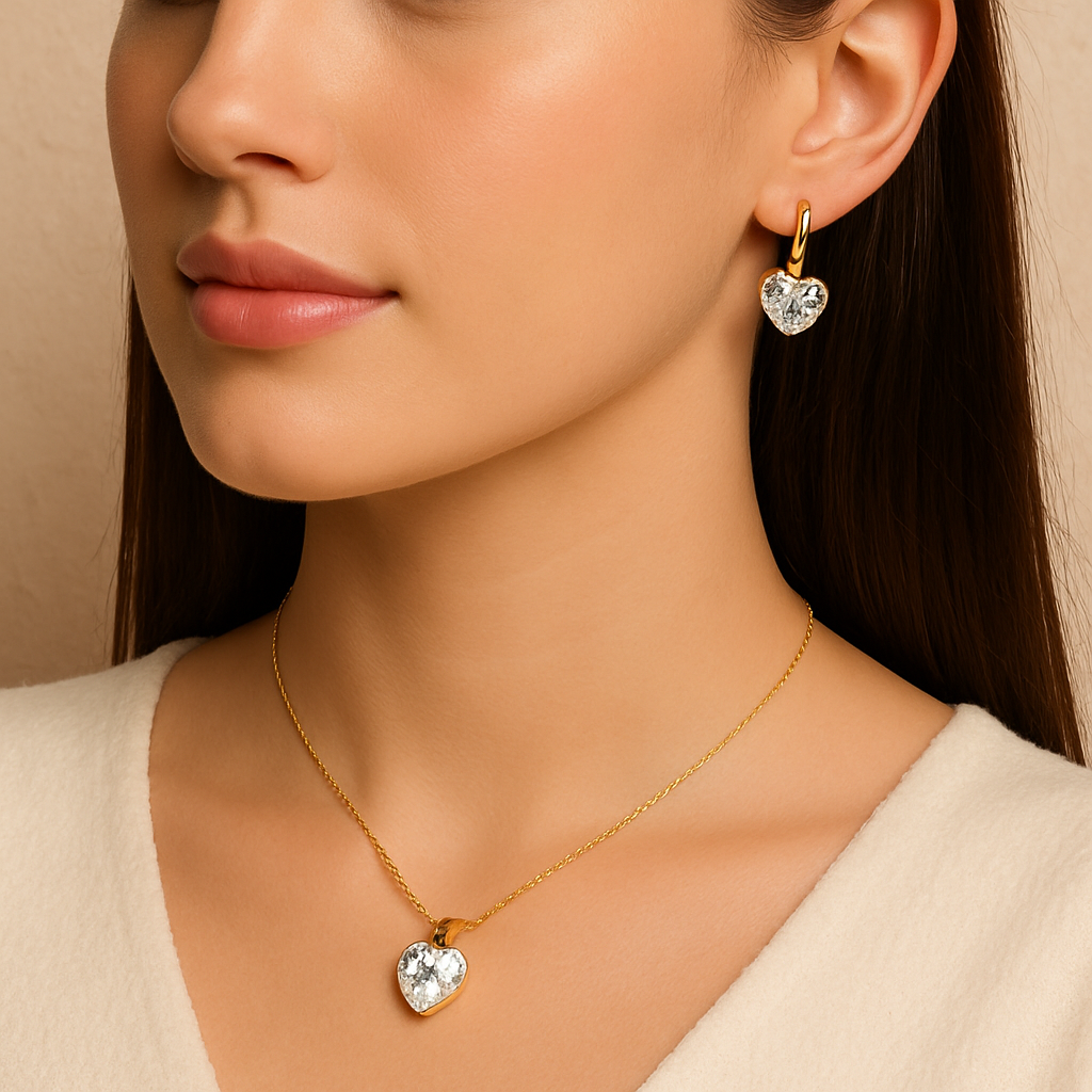 Heart Pendant & Earrings Set | Tvayi