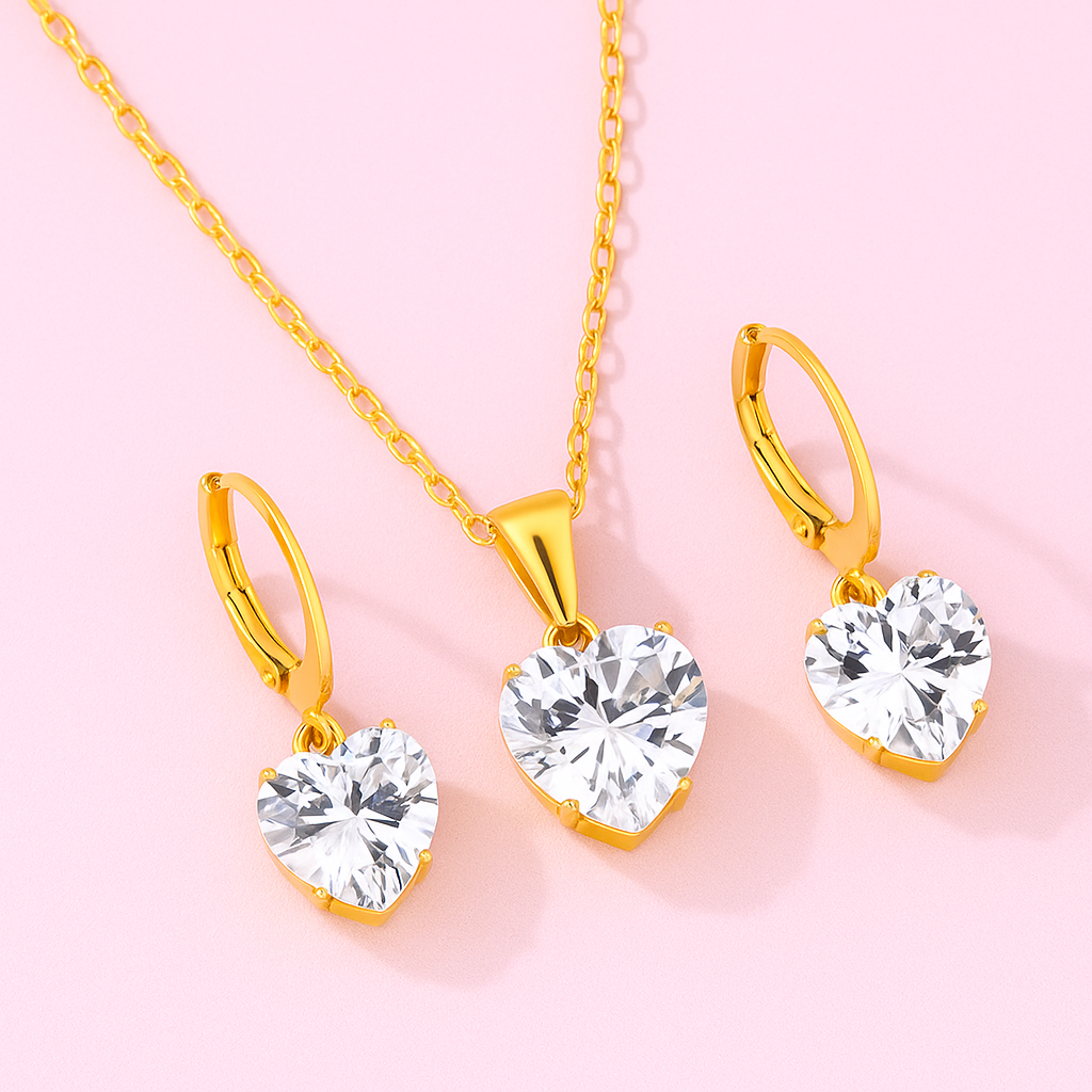 Heart Pendant & Earrings Set | Tvayi