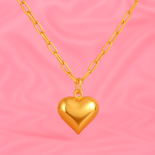Golden Heart Pendant – Anti-Tarnish Demi-Fine Necklace | Tvayi Jewellery