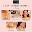 Tvyai jewelry advertisement with 5-point quality promise on a pink background