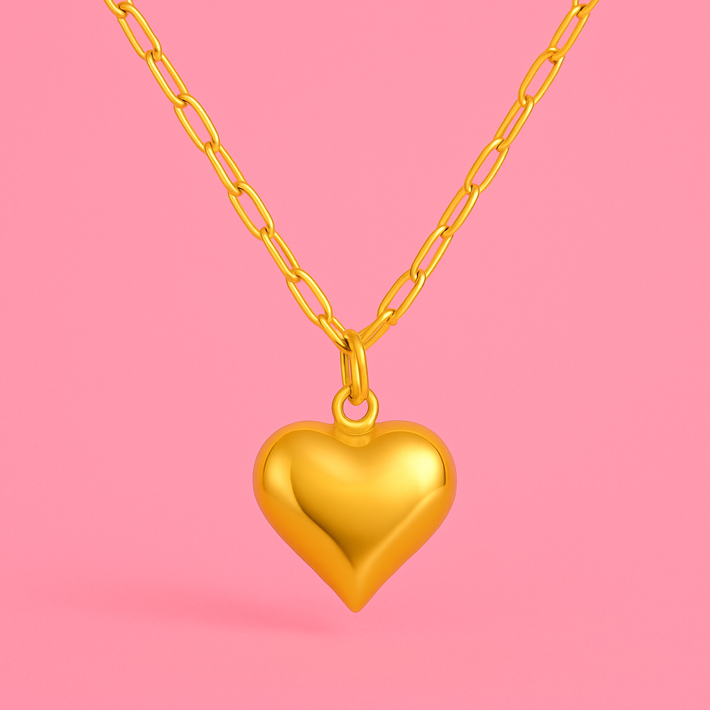 Golden Heart Pendant – Anti-Tarnish Demi-Fine Necklace | Tvayi Jewellery