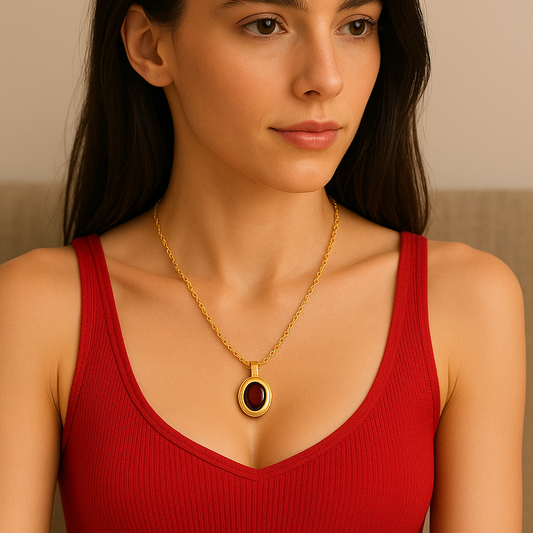 Crimson Glow Pendant Necklace – Gold Vermeil Jewellery | Tvayi Jewellery