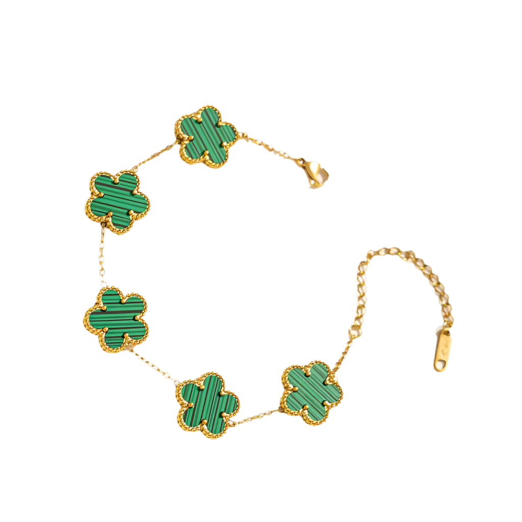 Emerald Clover Charm Bracelet | Tvayi