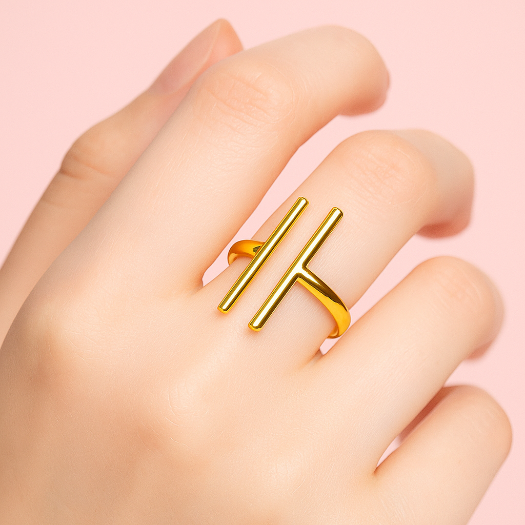 Bold Hashtag Ring | 18K Gold Vermeil Demi-Fine Jewellery | Tvayi Jewellery