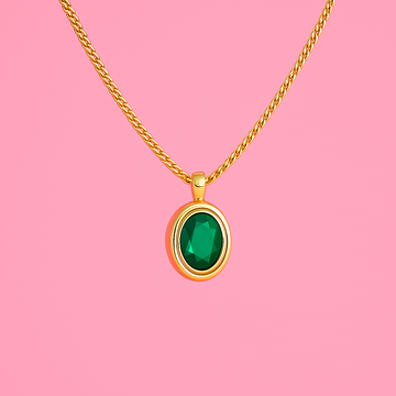 Green Stone Pendant Necklace | Tvayi Jewellery