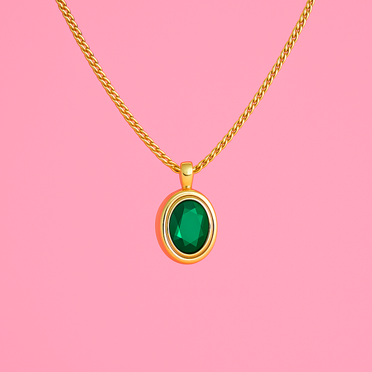 Green Stone Pendant Necklace | Tvayi Jewellery