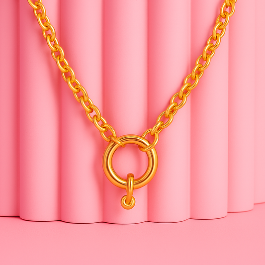 Gold Plated Bold Circle Link Necklace – Demi-Fine Anti-Tarnish Jewellery | Tvayi