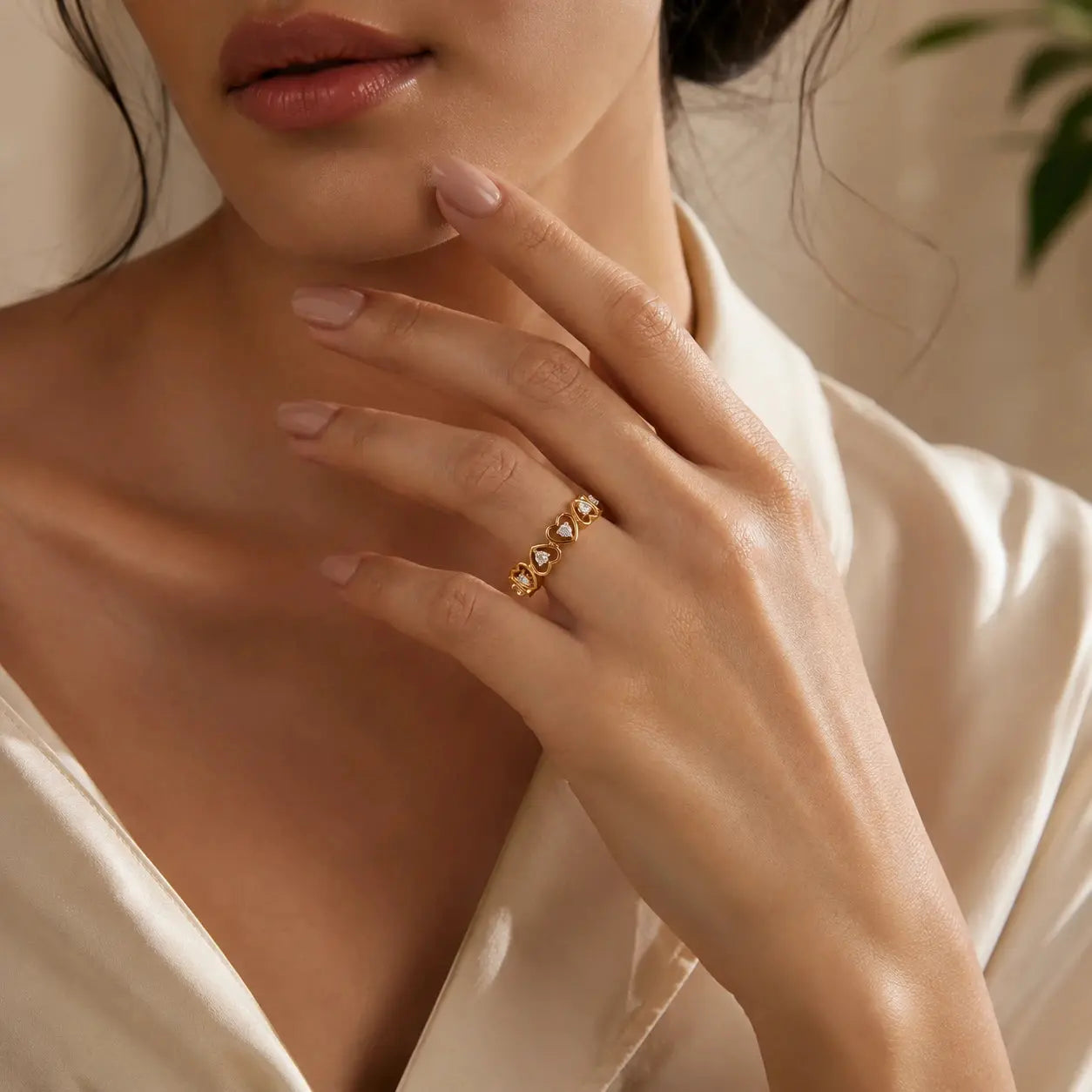 9KT Gold Heart Lab Grown Diamond Ring for Women | Elegant Love Band | Tvayi