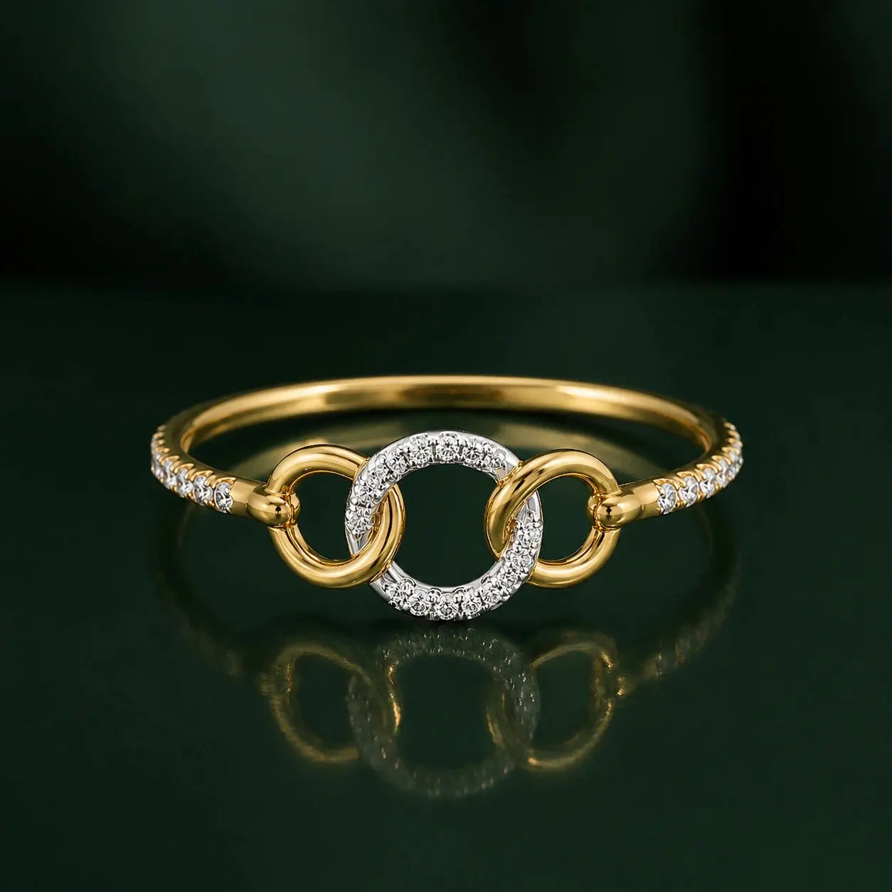 9KT Gold Interlocking Diamond Ring for Women | Lab Grown Diamond Ring | Elegant Gift for He | Tvayi