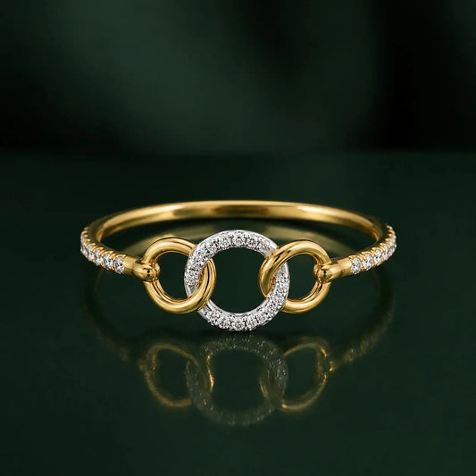 9KT Gold Interlocking Diamond Ring for Women | Lab Grown Diamond Ring | Elegant Gift for He | Tvayi
