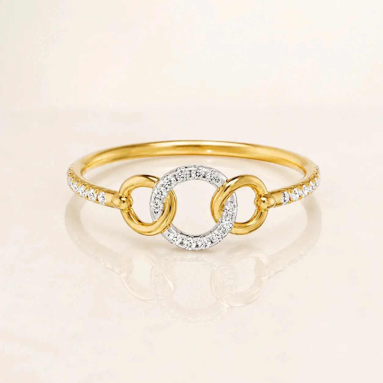 9KT Gold Interlocking Diamond Ring for Women | Lab Grown Diamond Ring | Elegant Gift for He | Tvayi