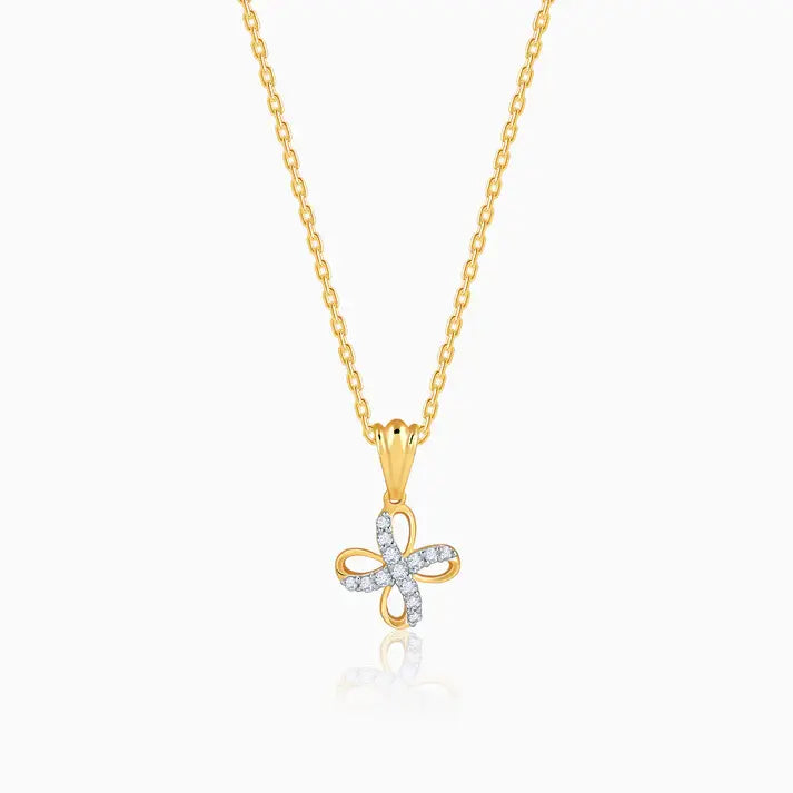 9KT Gold Lab Grown Diamond Butterfly Pendant Necklace for Women | Elegant Fine Jewelry | Tvayi