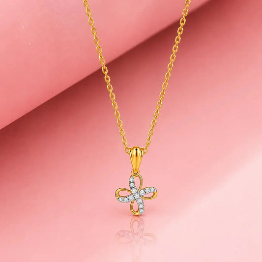 9KT Gold Lab Grown Diamond Butterfly Pendant Necklace for Women | Elegant Fine Jewelry | Tvayi