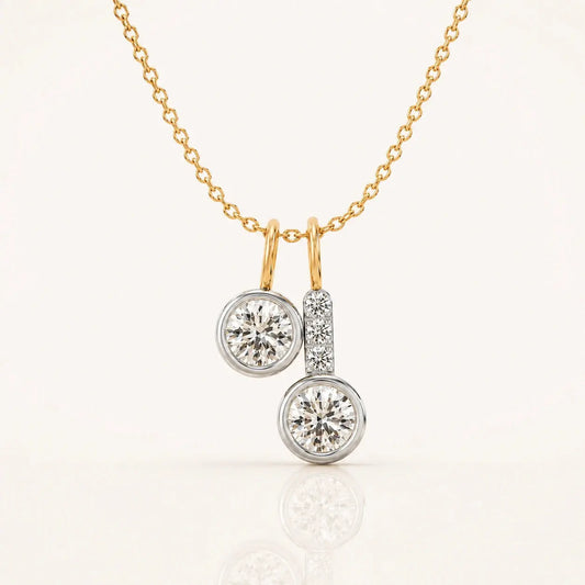 9KT Gold Lab Grown Diamond Dual Charm Pendant Necklace | Tvayi
