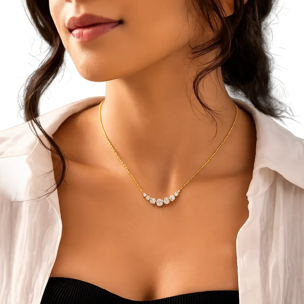 9KT Gold Lab-Grown Diamond Graduated Necklace | Elegant Everyday Luxury | Tvayi