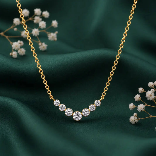 9KT Gold Lab-Grown Diamond Graduated Necklace | Elegant Everyday Luxury | Tvayi